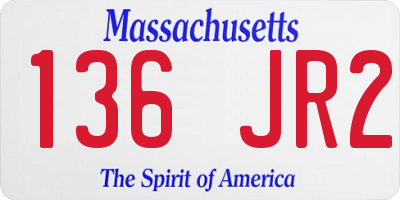MA license plate 136JR2