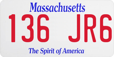 MA license plate 136JR6
