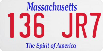 MA license plate 136JR7