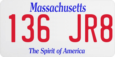 MA license plate 136JR8