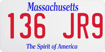 MA license plate 136JR9