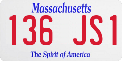 MA license plate 136JS1