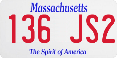 MA license plate 136JS2