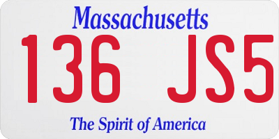 MA license plate 136JS5