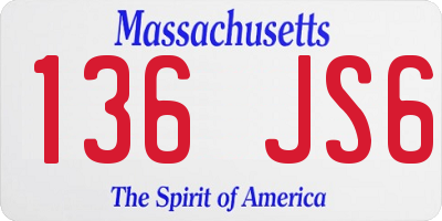 MA license plate 136JS6