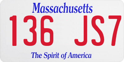 MA license plate 136JS7