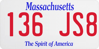 MA license plate 136JS8