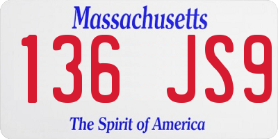 MA license plate 136JS9