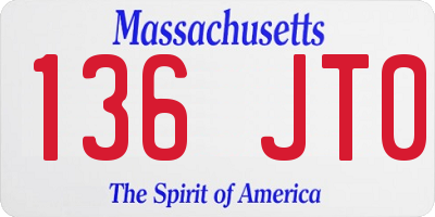 MA license plate 136JT0