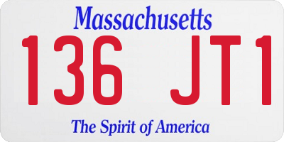 MA license plate 136JT1