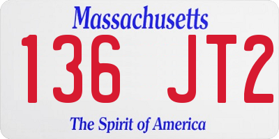 MA license plate 136JT2