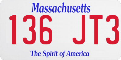 MA license plate 136JT3