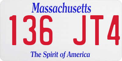 MA license plate 136JT4