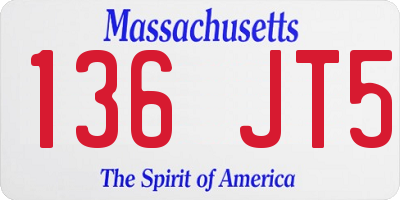 MA license plate 136JT5