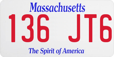 MA license plate 136JT6