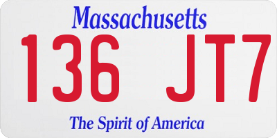 MA license plate 136JT7