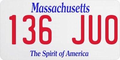 MA license plate 136JU0