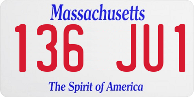 MA license plate 136JU1