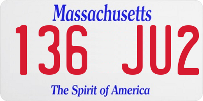 MA license plate 136JU2
