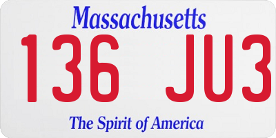 MA license plate 136JU3