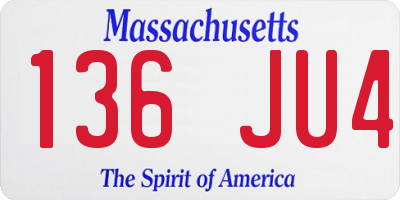 MA license plate 136JU4