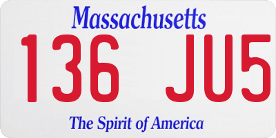 MA license plate 136JU5