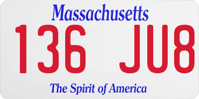 MA license plate 136JU8