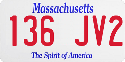 MA license plate 136JV2