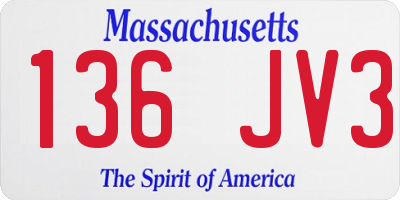 MA license plate 136JV3