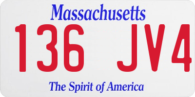 MA license plate 136JV4