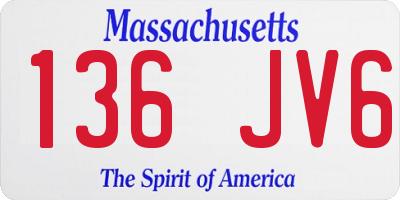 MA license plate 136JV6
