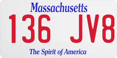 MA license plate 136JV8