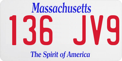 MA license plate 136JV9