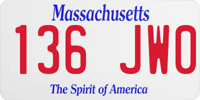 MA license plate 136JW0