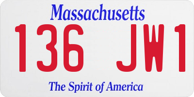 MA license plate 136JW1