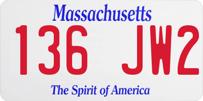 MA license plate 136JW2