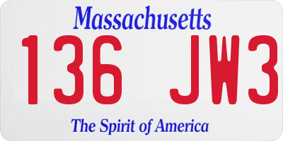 MA license plate 136JW3