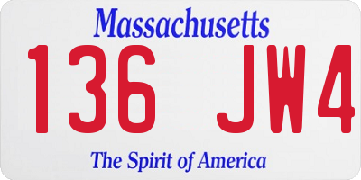 MA license plate 136JW4
