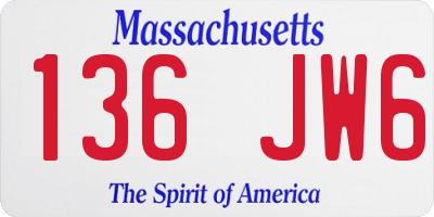 MA license plate 136JW6