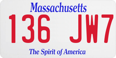 MA license plate 136JW7