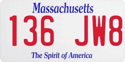 MA license plate 136JW8