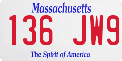 MA license plate 136JW9