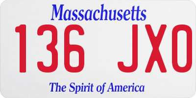 MA license plate 136JX0
