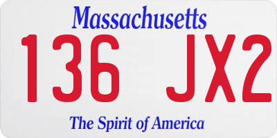 MA license plate 136JX2