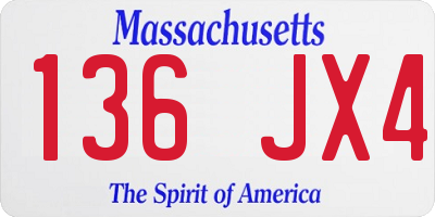 MA license plate 136JX4