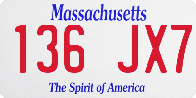MA license plate 136JX7