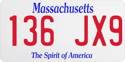 MA license plate 136JX9