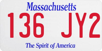 MA license plate 136JY2