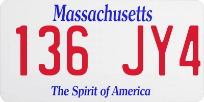 MA license plate 136JY4