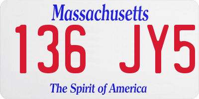 MA license plate 136JY5